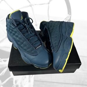 Jordan Retro 13 Squadron Blue and Yellow Sneakers